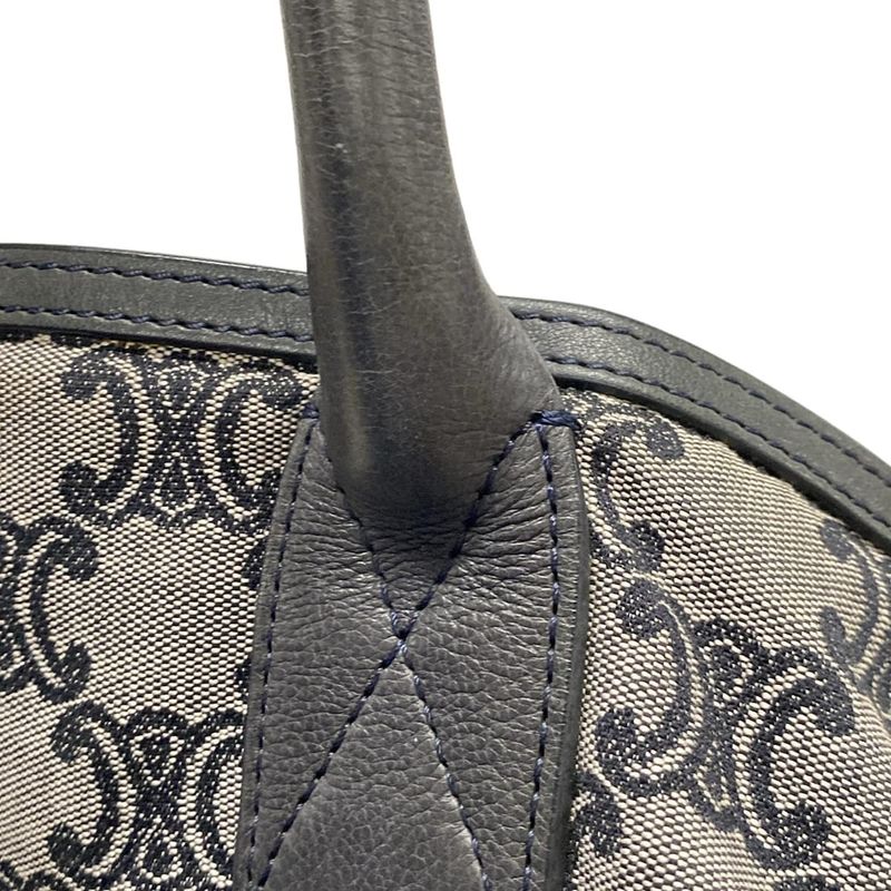 Celine Tote Bag Macadam Pattern Dark Navy Ivory And Multi Leather