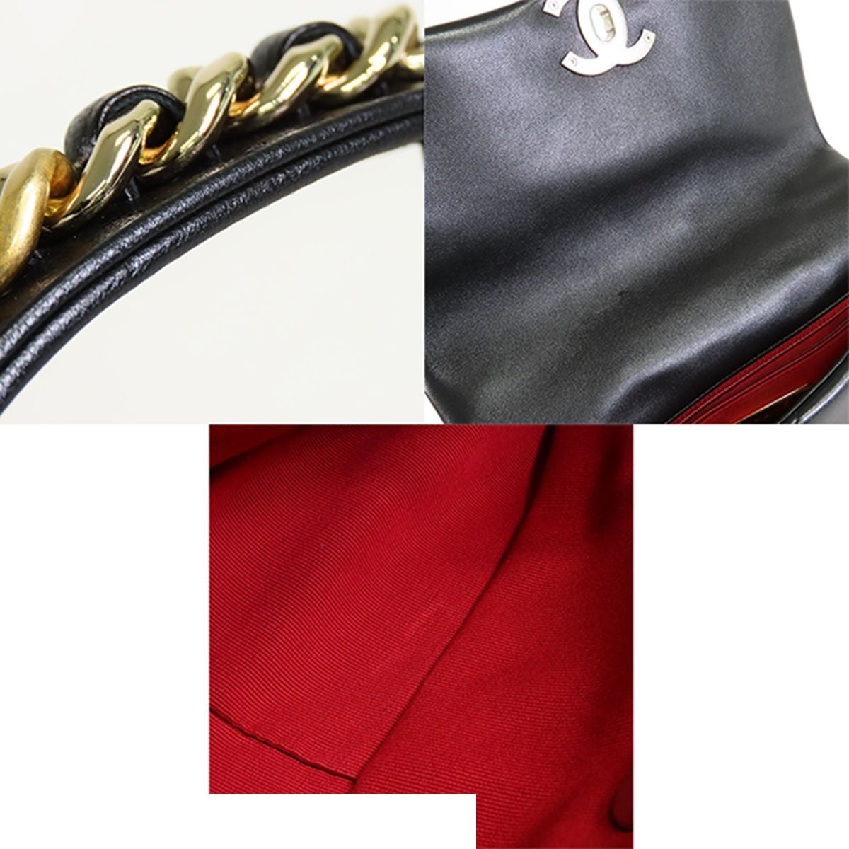 Chanel 19 Black Silver Gold Shiny Lambskin 2-Way Shoulder Bag — view 8