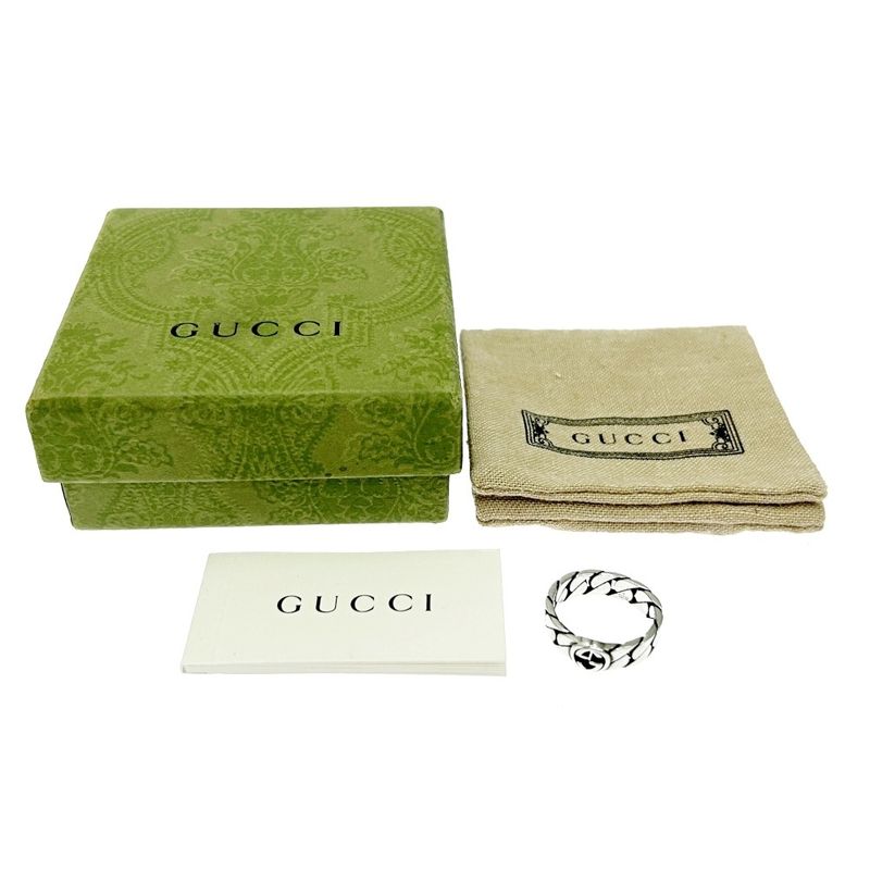 Gucci Silver Interlocking G Chain Ring 5.0g 925 Engraved 399846 Ring