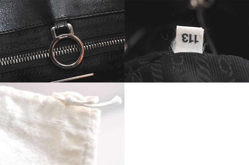 Prada Vintage Leather Hand Tote Bag Purse Black 3034n