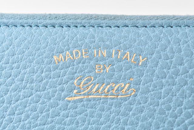 Unused Gucci Folding Wallet Gucci Swing Leather Light Blue 354497