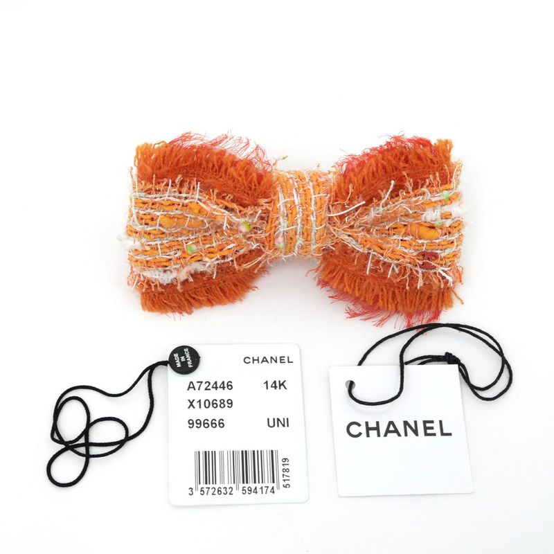 Chanel Valletta Tweed Orange A72446 Hair Ornament Hair Clip Accessories