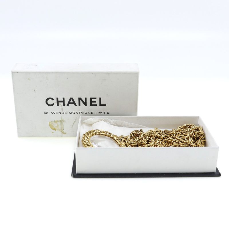 Chanel Loupe Double Chain Vintage Gold Plated Ladies 106.5g Necklace