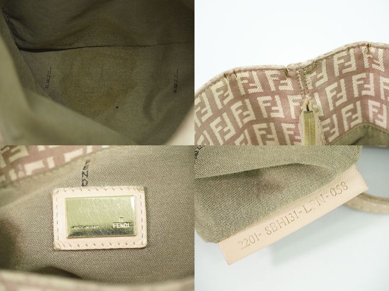 Authentic Fendi Zucchino Tote Handbag Canvas Pink Beige 8bh131 Zucchino Bag