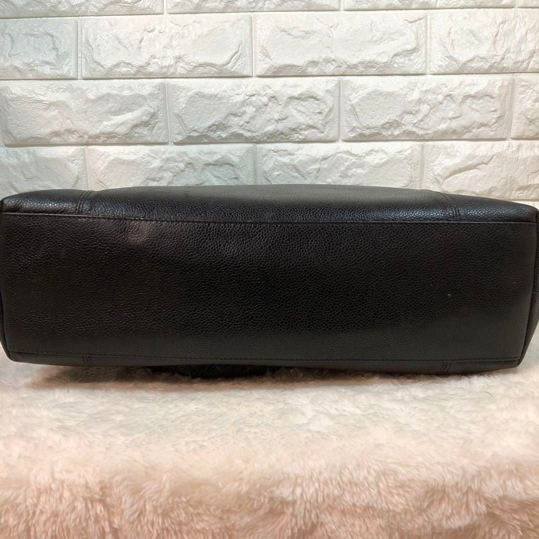 CHANEL CC Timeless Caviar Logo Shoulder Tote Bag Black Leather Purse