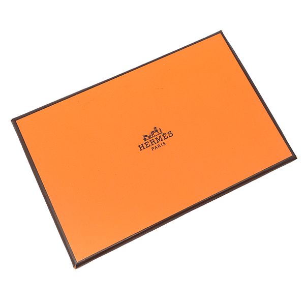 Hermes Card Case Calvi Duo Vaux Epson Gold Silver Hardware Never Used Brown W