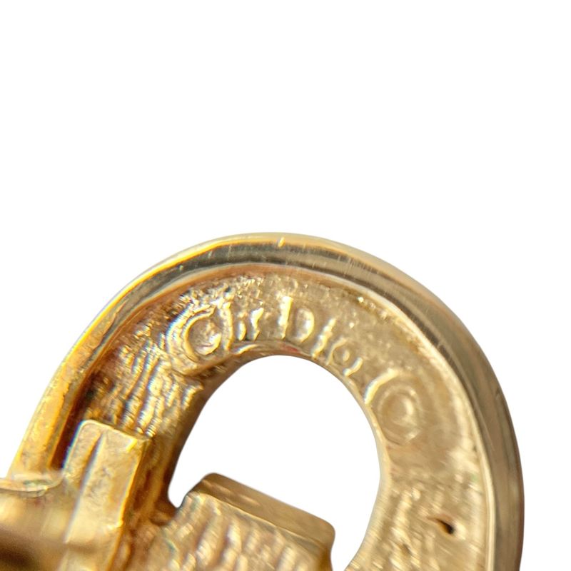 Christian DIOR Earrings Plated Metal Plated Metal Rhinestone CD Logo Gold