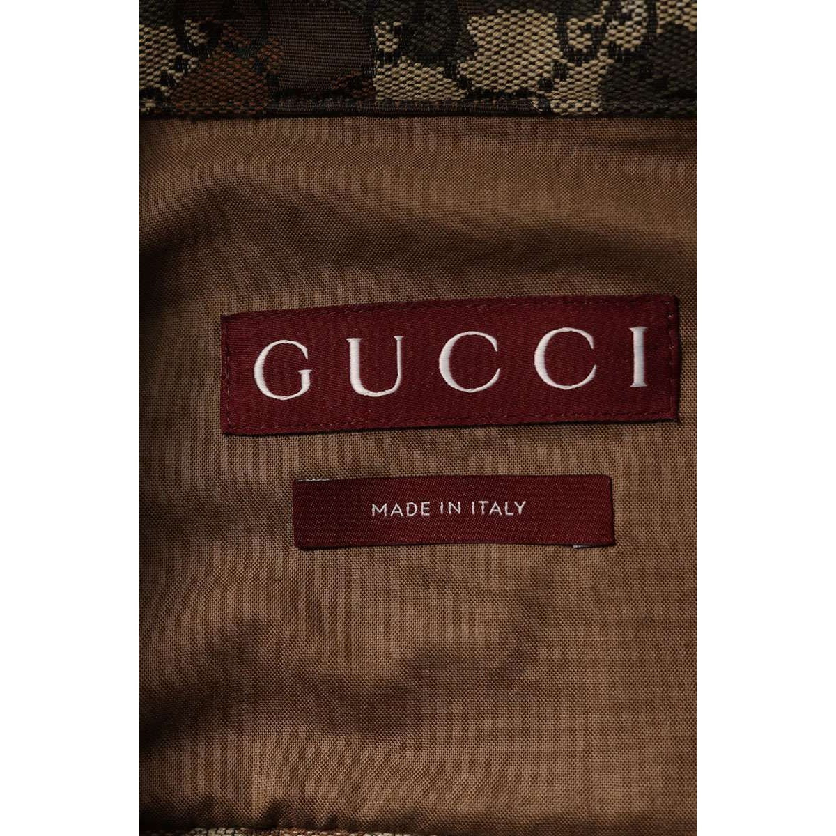 Gucci GG Marble Jacquard Denim Shirt Jacket 50 Khaki Tone — view 3