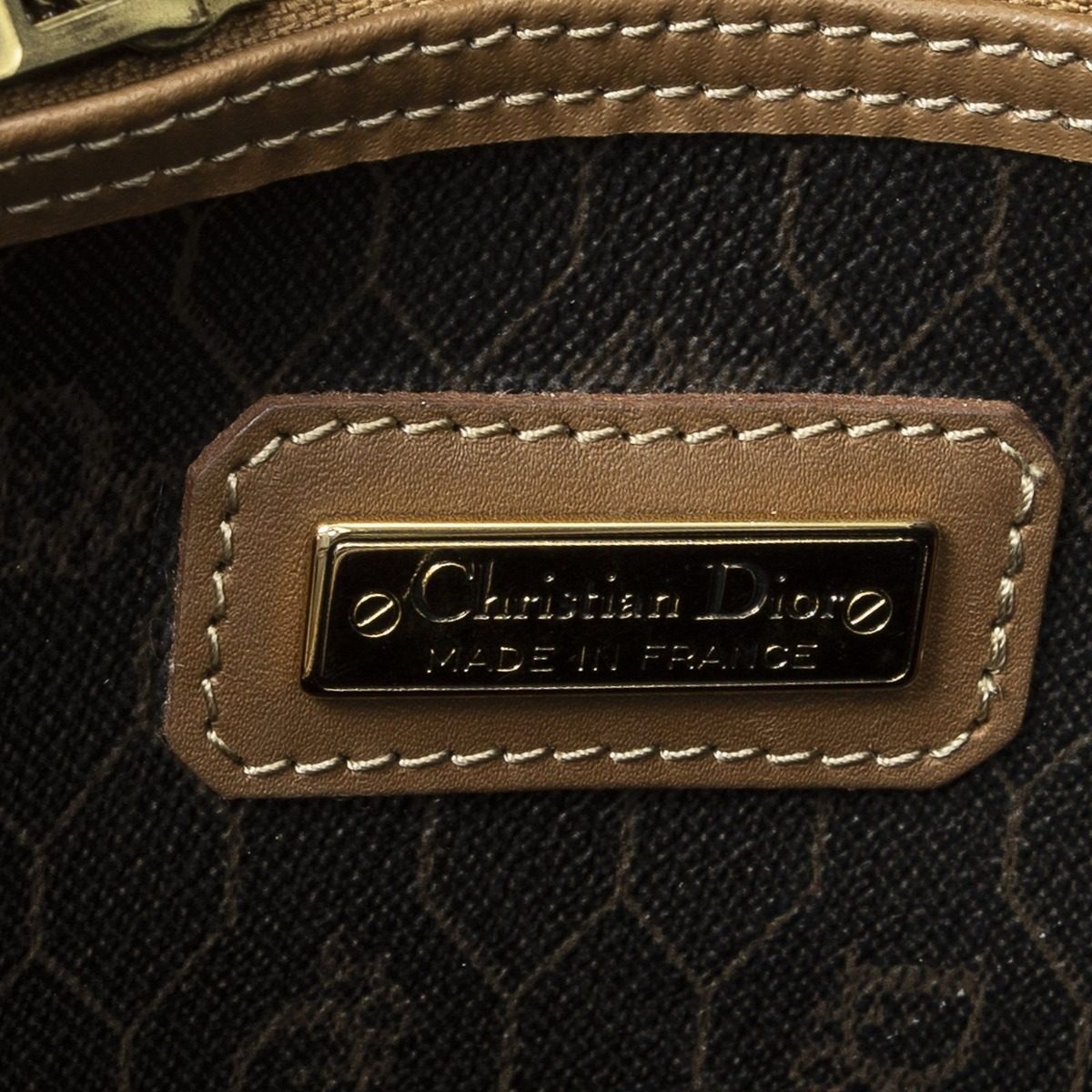 Dior Vintage Small Travel Boston Dark Gray Brown Honeycomb Canvas Shoulder Bag — view 10