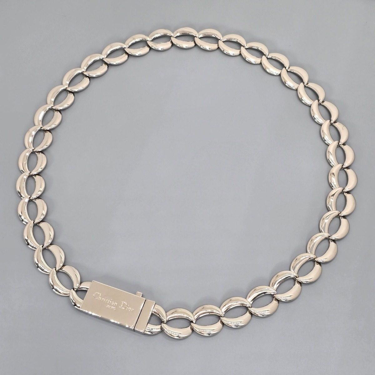 Dior Box Logo Chain Link Necklace Silver — view 11