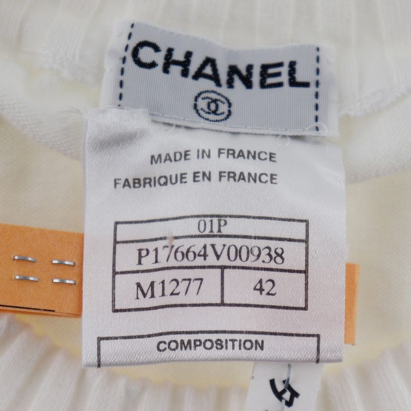 Chanel Coco Mark 01P P17664v00938 Cotton White Women's Sweater