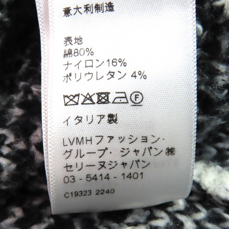 Celine 2af46974t Surf Style Argyle Boxy Crewneck Long Sleeve Knit Black White S