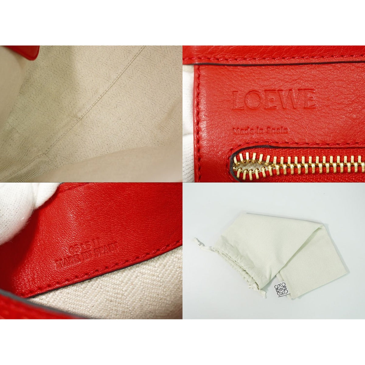 Loewe Anagram Tote Handbag Leather Red — view 9