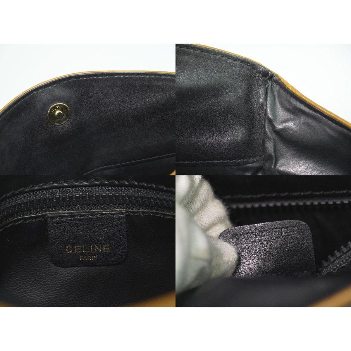 Celine Leather Shoulder Bag Pochette Black — view 9