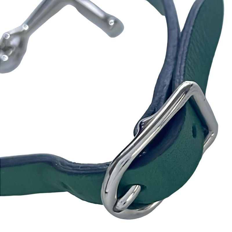 Hermes Bracelet Maul Leather Green X Silver Hardware