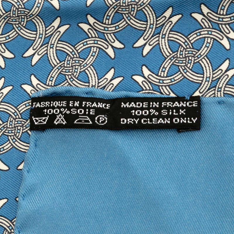 Hermes Carré 45 Petit Carré Blue White Silk Women Hermes