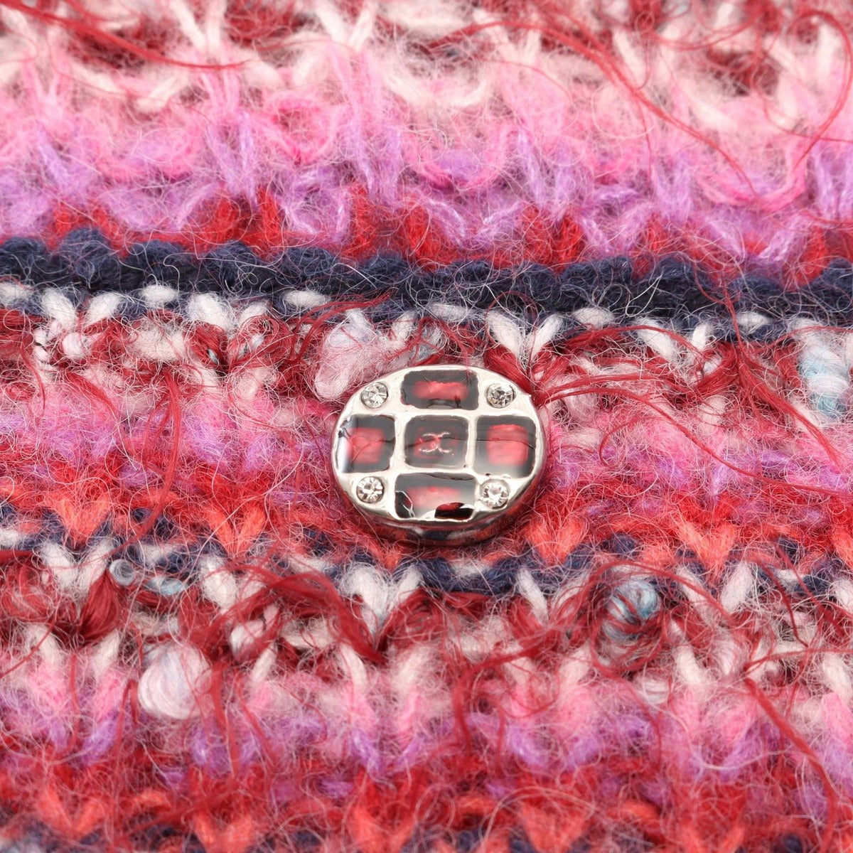 Chanel Knit Top CC Logo Button Silk Purple Multi-color — view 6