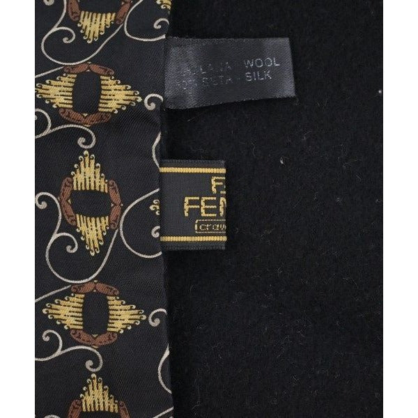 Fendi Scarf Wool Silk Black X Yellow Brown — view 5