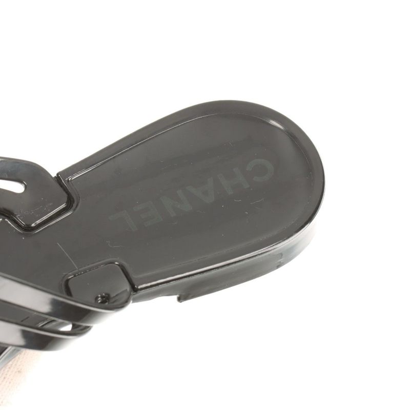 Chanel Coco Mark Camellia Rubber Sandals Women's 35 Black And White Made In