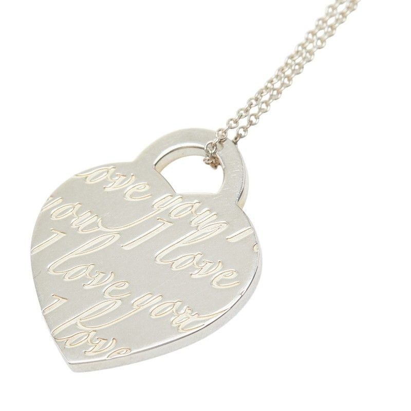 Tiffany & Co Notes Heart Tag Pendant Necklace Silver