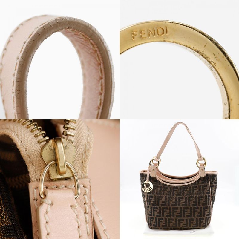 Fendi Zucca Logo Charm 8bh156 Canvas Brown Ladies Tote Bag