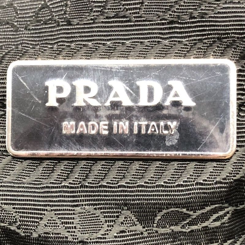 Prada Nylon Tote Handbag Triangle Plate Logo A4 Compartment Black Ladies Men