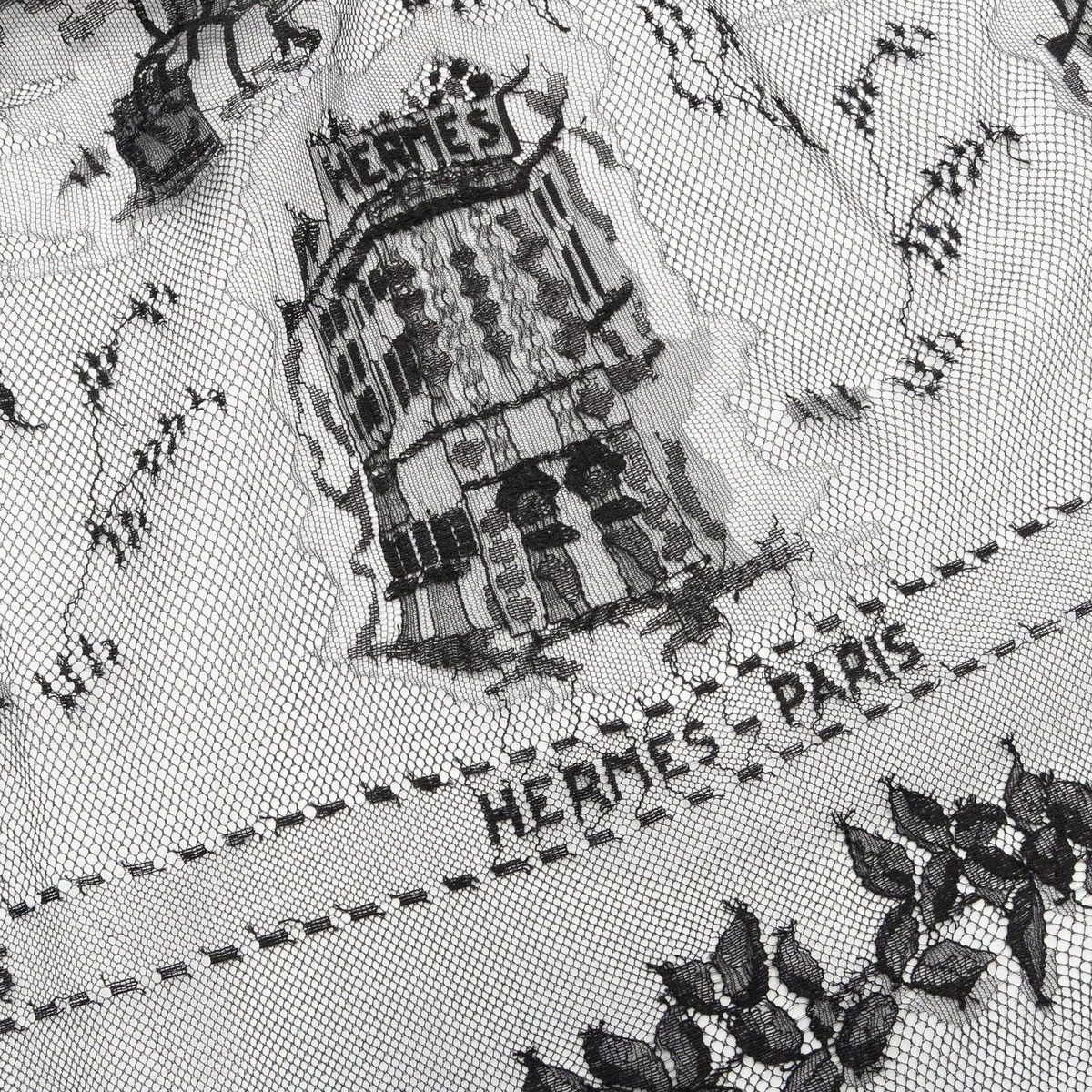 Hermes Shawl Lace Nylon Scarf — view 5