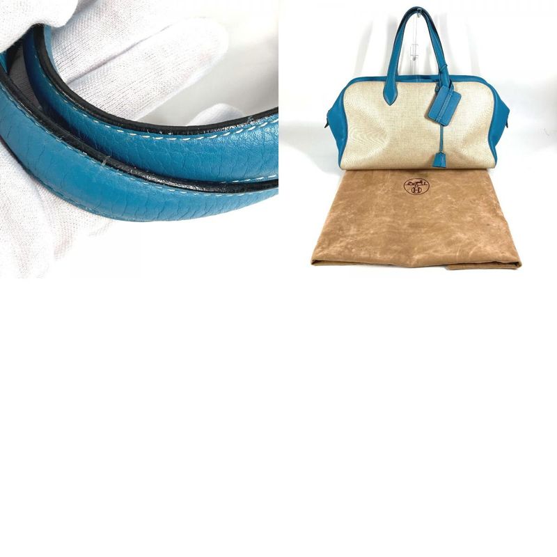 Hermes Boston Bag Victoria 43 Victoria 43 Toile Ash Blue Jean Blue