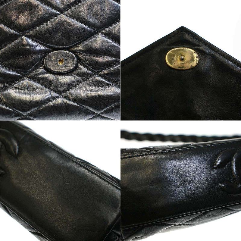 Chanel Old Vintage Matelasse Leather Shoulder Bag Black