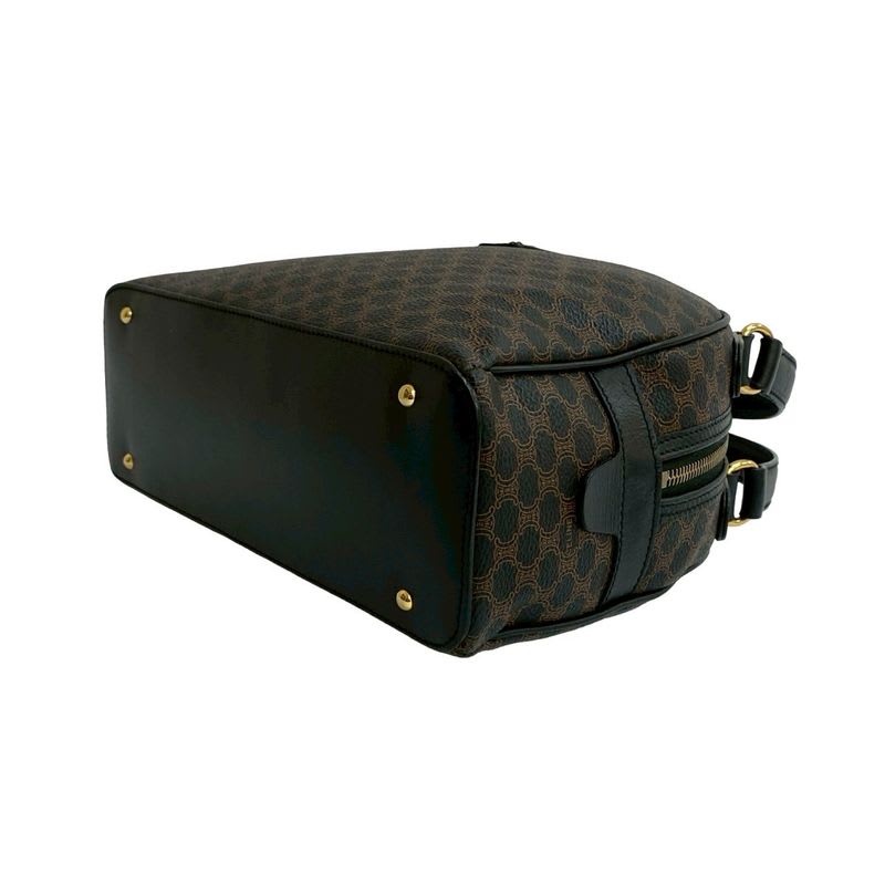 Celine Vintage Macadam Blason Triomphe Pattern Leather Handbag Mini Boston Bag