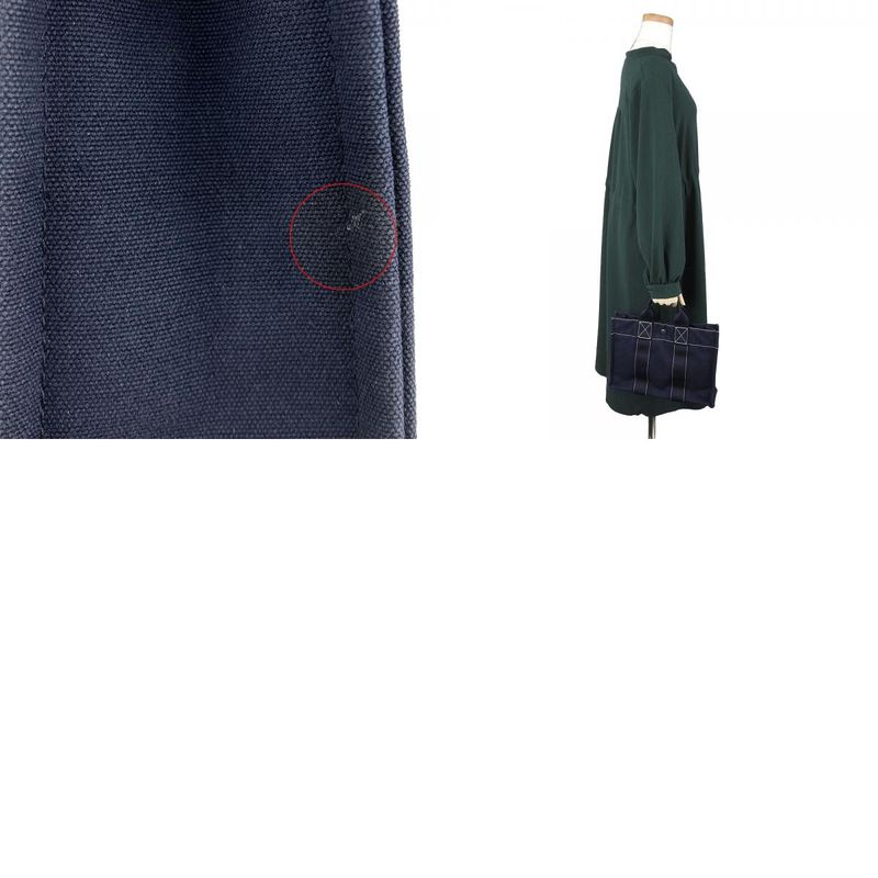 Hermes Handbag Tote PM Deauville Canvas Navy Casual Women Men Hermes