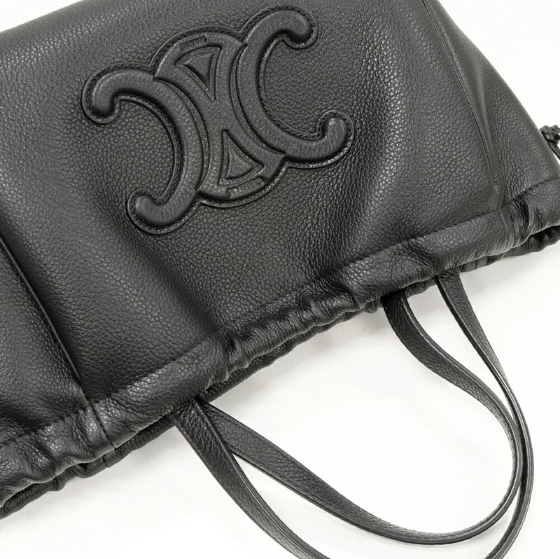 Celine Hand Tote Shoulder Bag Triomphe Cabas Small Drawstring Ring Grained