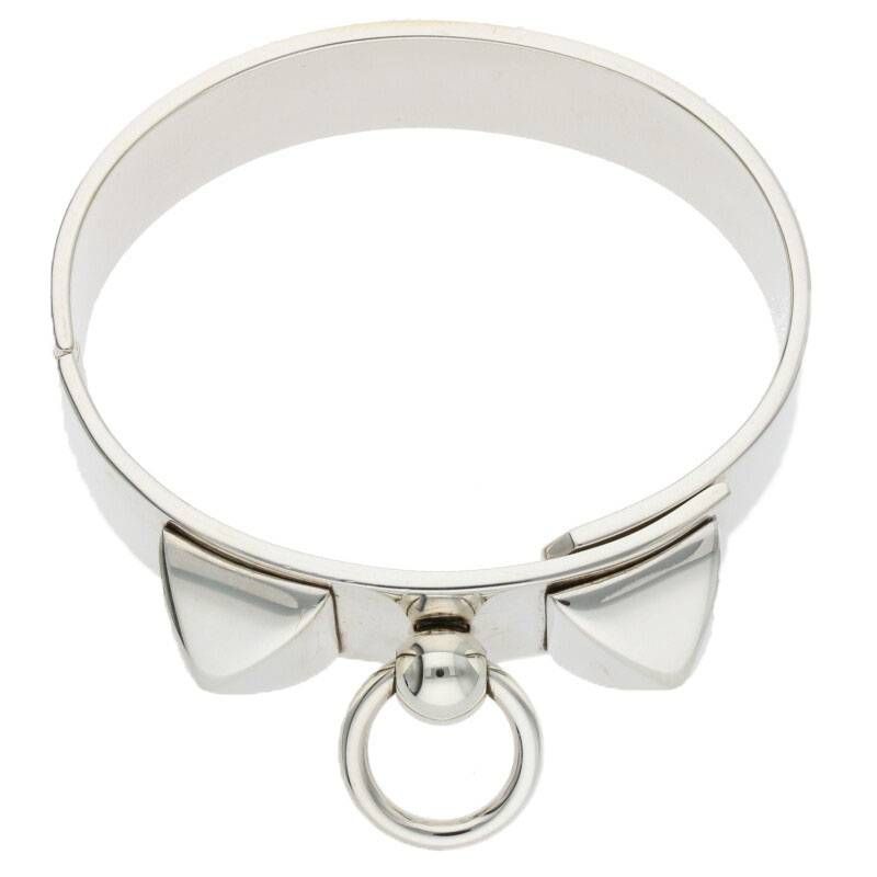 Hermes Collier De Chien MM Collier De Chien MM Silver Bangle Bracelet Men's SH