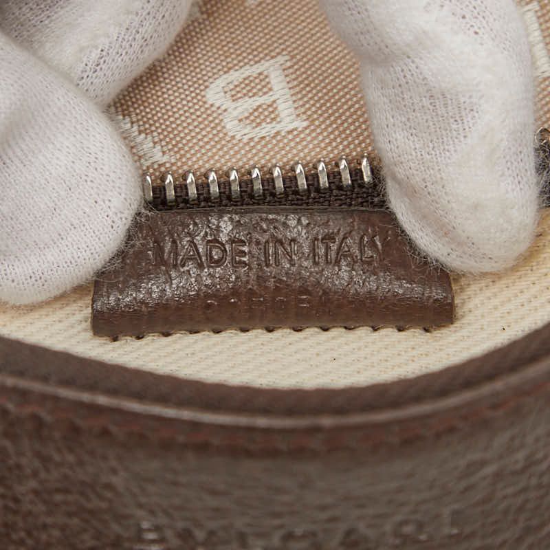 Bulgari Logomania Pochette Shoulder Bag Beige Brown Canvas Leather Women Bvlgari