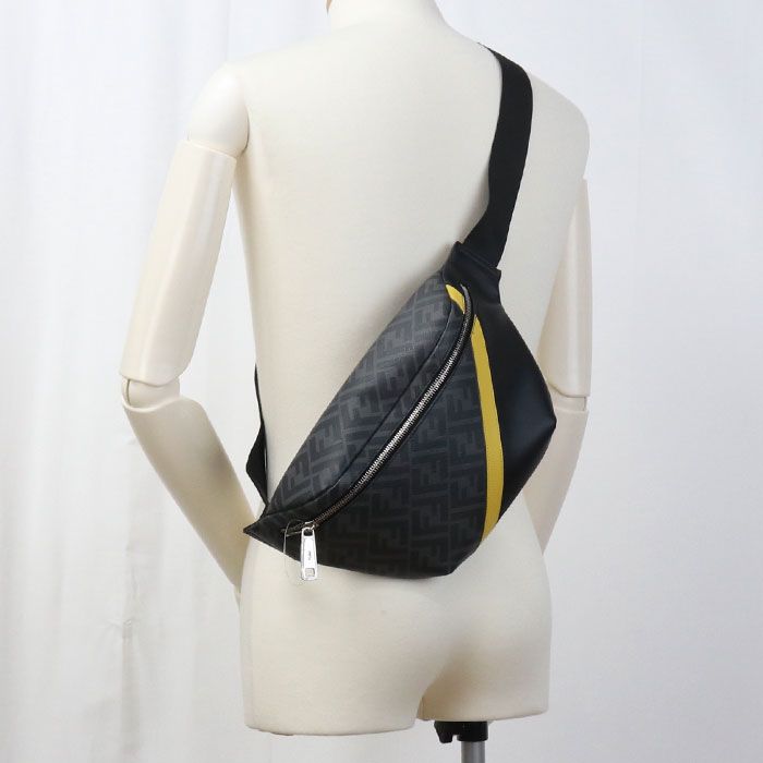 Fendi Belt Bag Diagonal 7va434 Body Bag PVC Leather Men's