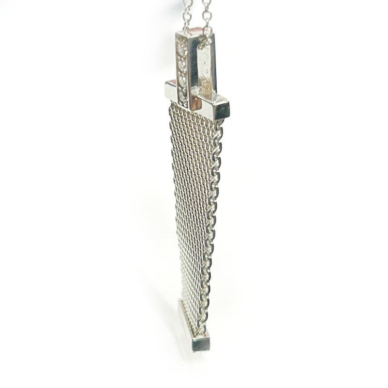 Tiffany & Co Silver Diamond Somerset Mesh 4p Necklace 4.4g 925 Engraved 363714