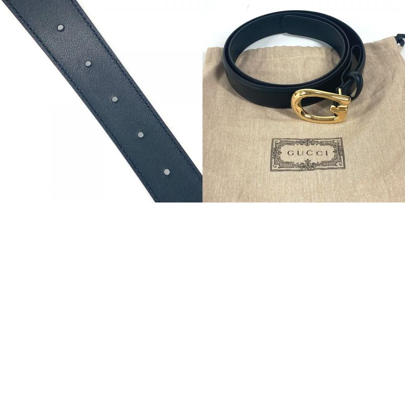 Gucci Belt G Logo Buckle 655566 Leather Black