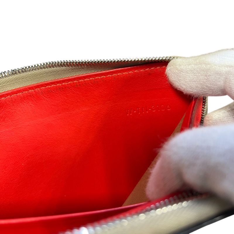 2853 Celine Large Zipped Wallet Long Zipper Beige Preowned W-Tn-3106