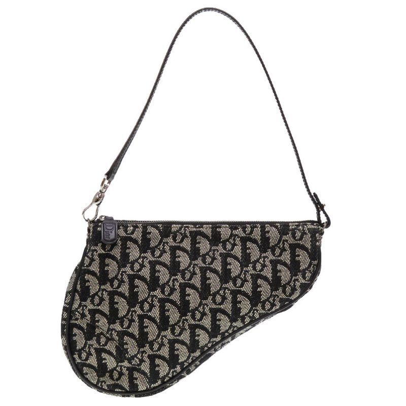 Christian Dior Saddle Pouch Trotter Black Handbag