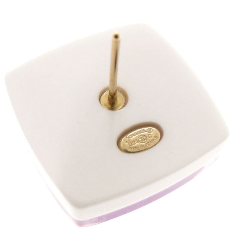 Chanel Coco Mark Matelasse Motif Plastic Rhinestone Multicolor Earrings 0286