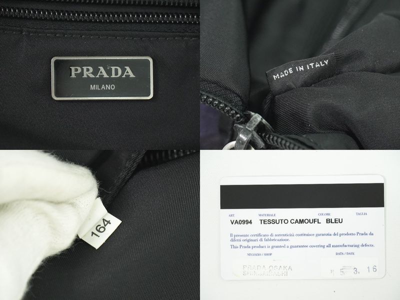 Authentic Prada Camouflage Pattern Messenger Bag Nylon Black Gray Navy Bag