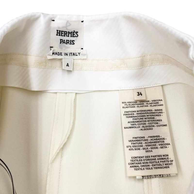 Hermes Slacks High Waist Pants 4h0478dr Size 34 Ivory White Hermes