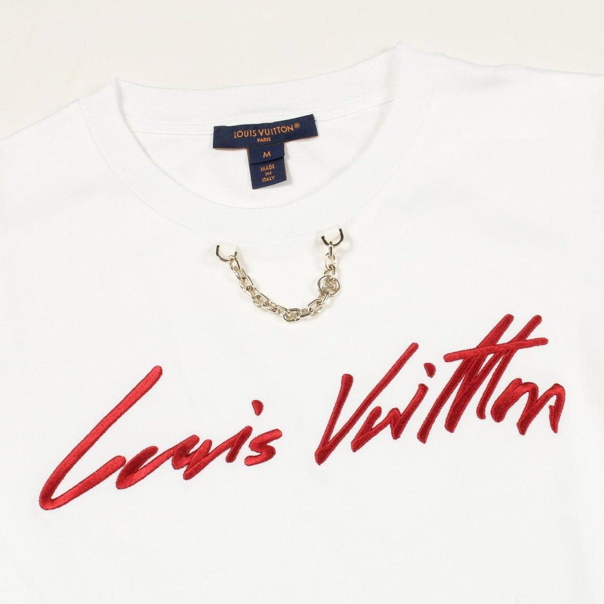 Louis Vuitton Short Sleeve T-Shirt Logo Embroidery White Cotton — view 5