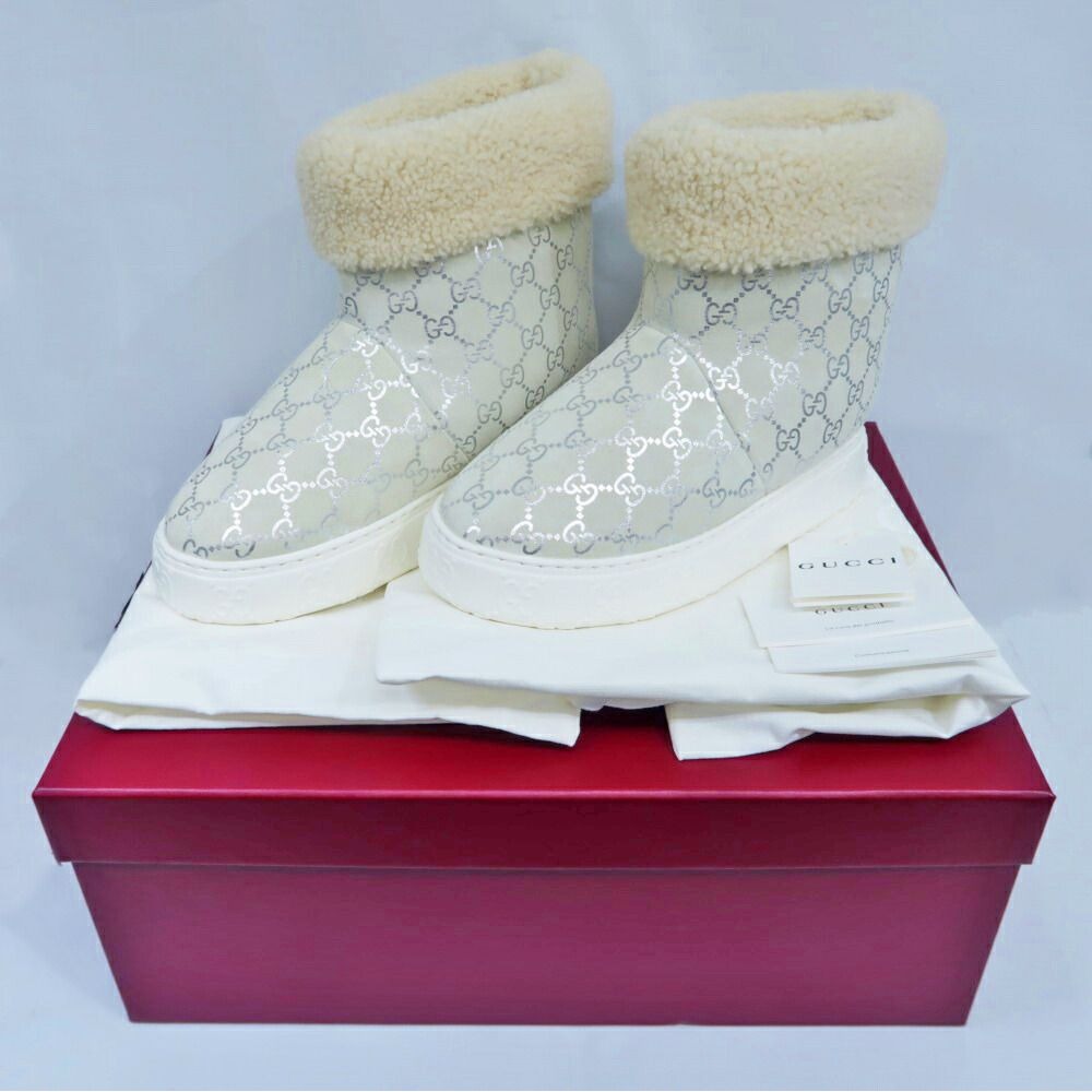 Gucci Boots Merino Wool 36.5 Grey Silver Shoes — view 10