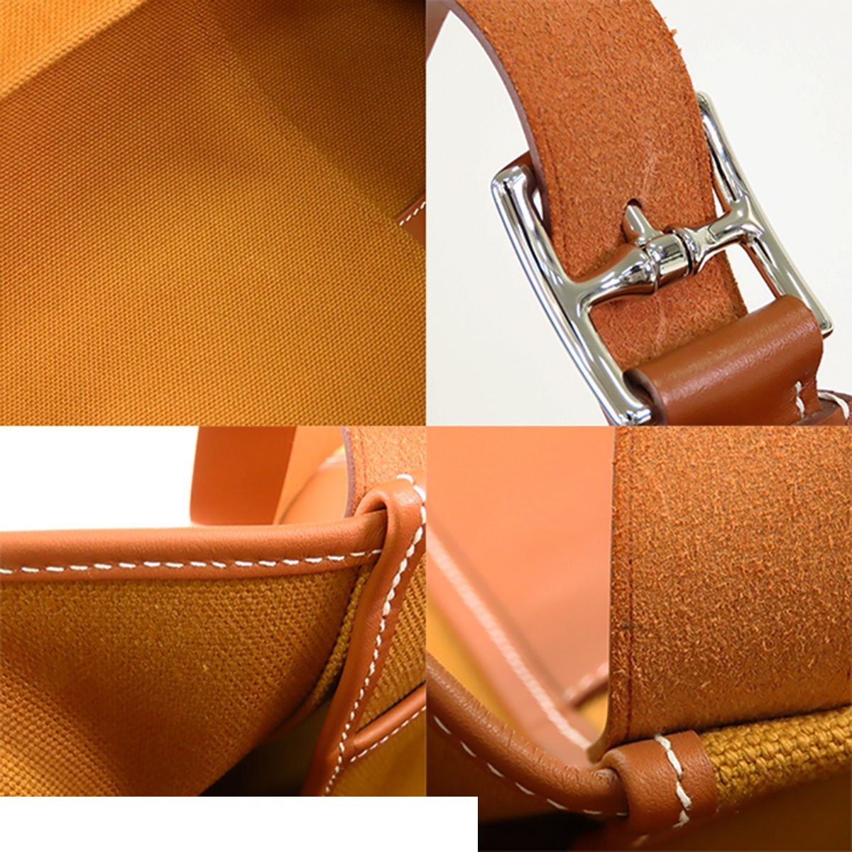 Hermes Etriviere Pocket 35 Desert Gold Silver Vache Hunter Swift Toile Tote Bag — view 8