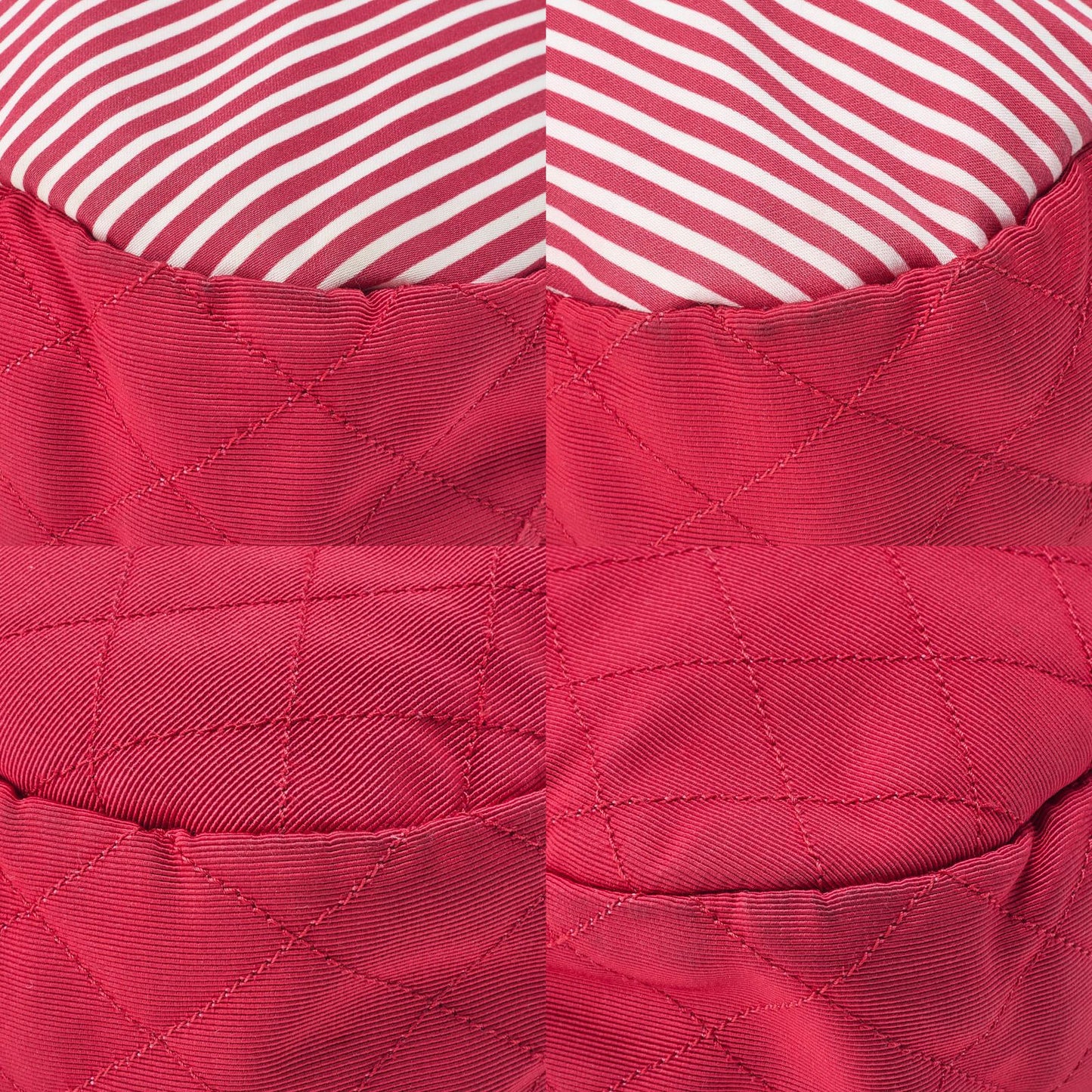 Chanel Chain Shoulder Bag With Coco Charm Striped Canvas Bicolor Silver