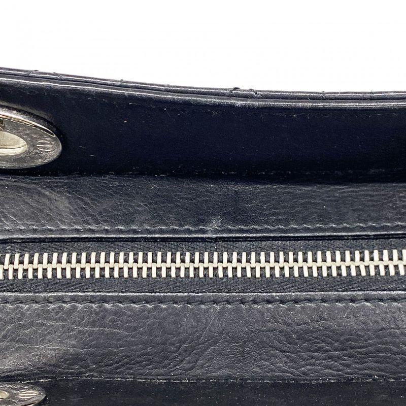Christian Dior Handbag Cannage Leather Black Silver Hardware Women