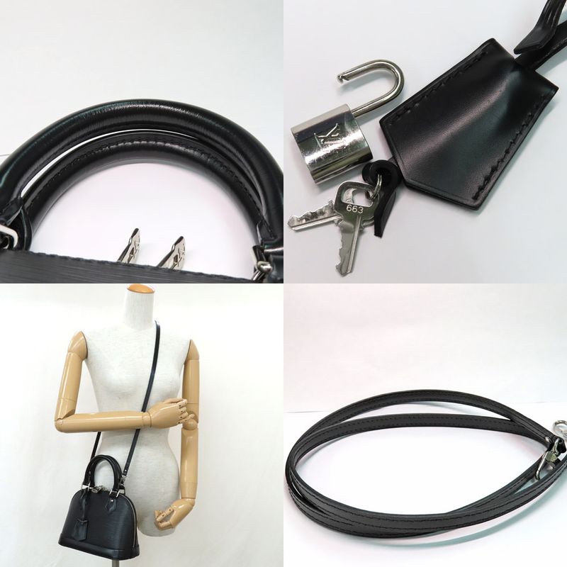Louis Vuitton Alma BB M40862 Epi Black 2WAY Handbag Silver-hardware