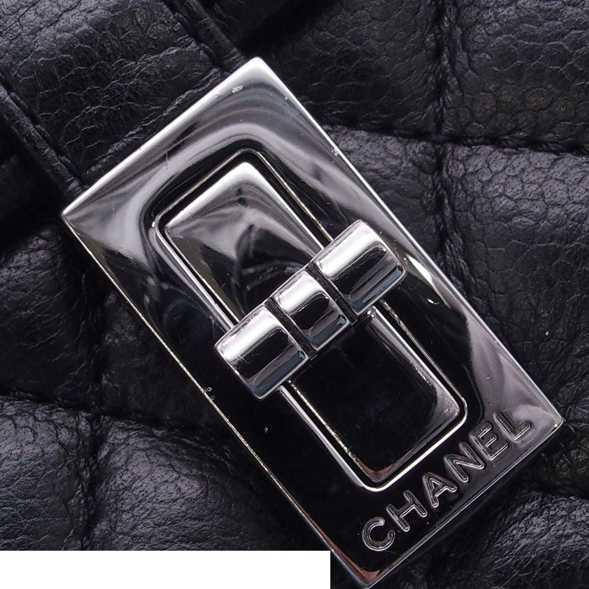 Chanel 2.55 Chain Shoulder Bag Black Silver Leather — view 8