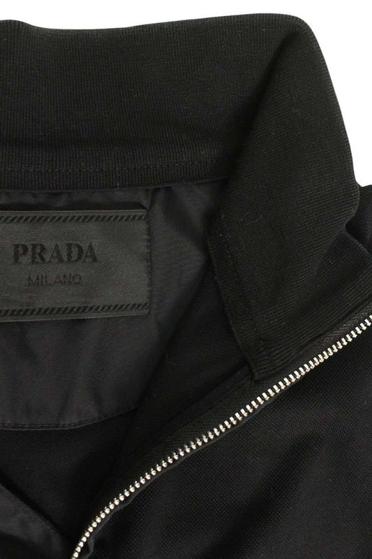 Prada Ujn917 S000 1YR4 Triangle Logo Plate Zip T-shirt Men's M